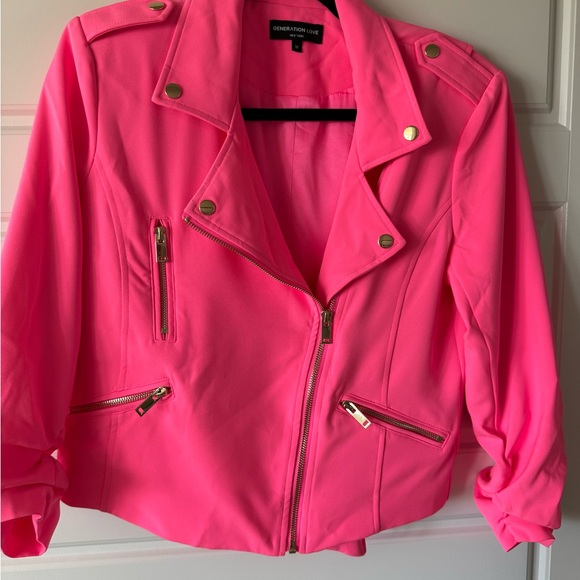 Generation Love MOTO JACKET Size Medium Hot Pink Neon - Picture 3 of 4